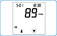 Insert a test strip to turn on the meter. The sequence of LCD displays is: “CHK” and “” →flashing “” with date and time