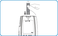 Insert a test strip to turn on the meter. The sequence of LCD displays is: “CHK” and “” →flashing “” with date and time