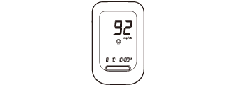 Insert a test strip to turn on the meter. The sequence of LCD displays is: “CHK” and “” →flashing “” with date and time